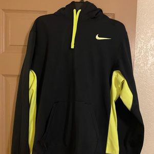Nike black/lime green hoodie. Size Large